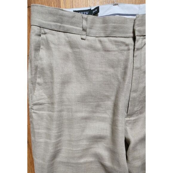 J Crew Mens Linen Pants 32x32 (34×31)  Chino Tan Straight Leg Trousers - Picture 4 of 13